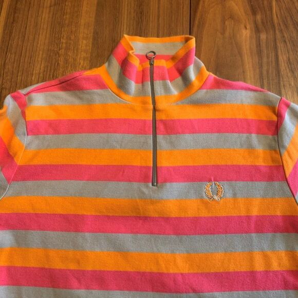 Fred Perry all cotton knit long sleeved zippered turtle neck sz 12 for layering - Picture 9 of 15